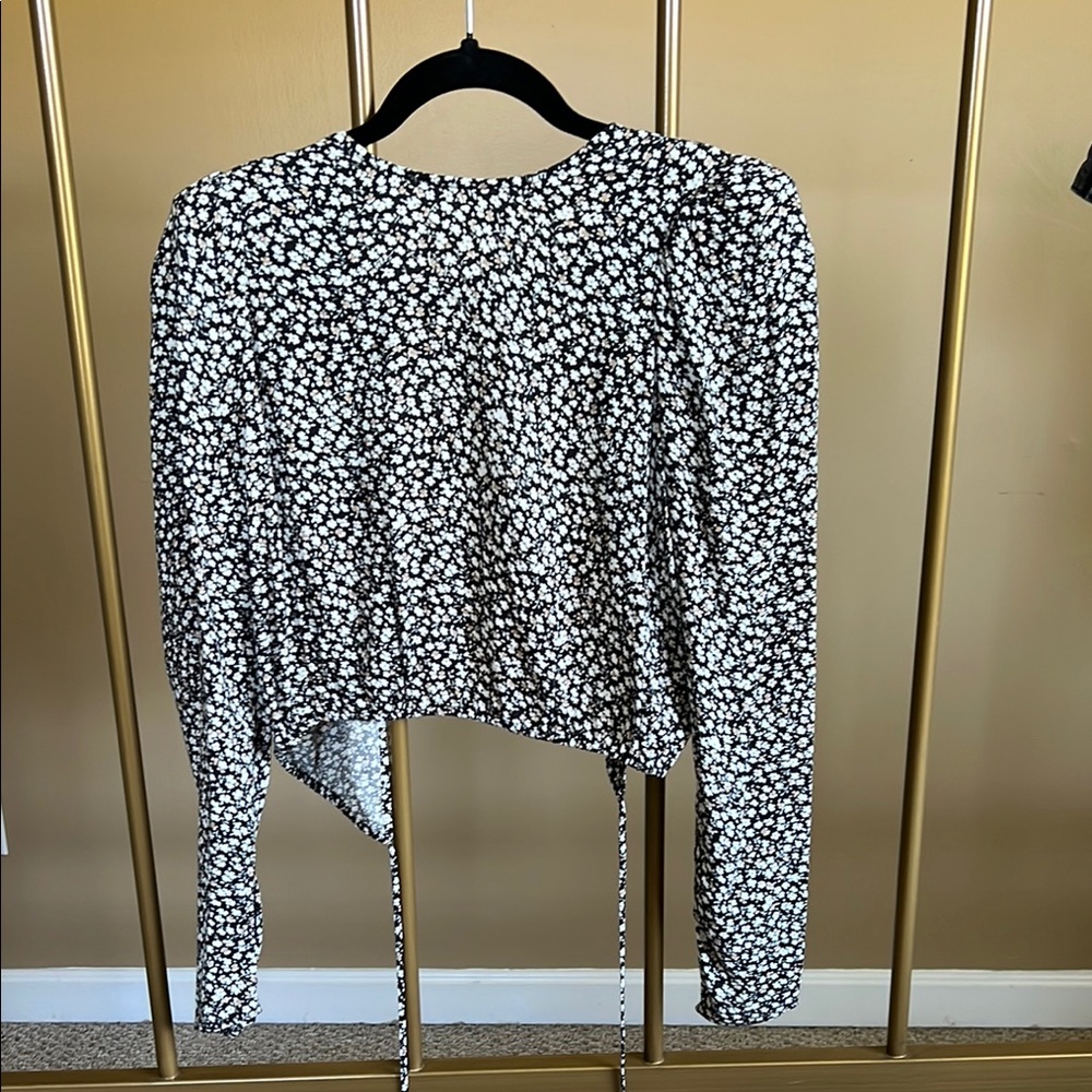 AFRM OPEN BACK Floral Black and White Women's Top